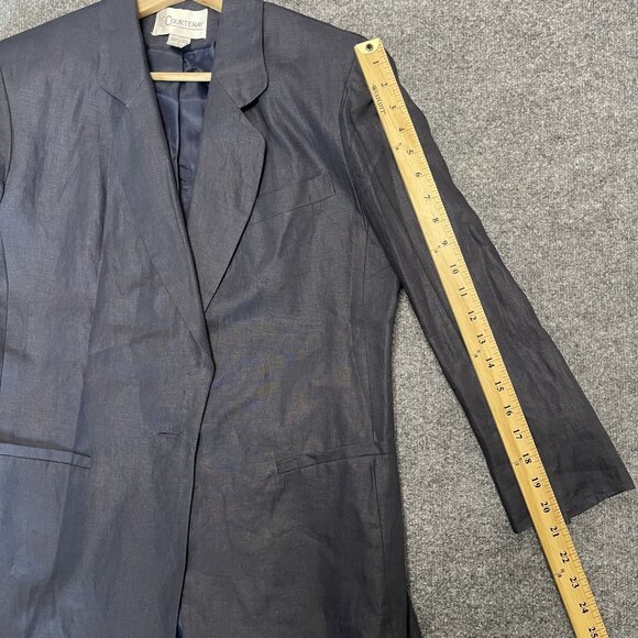 Vtg Courtenay Womens Navy Blue Linen Blazer Size 6 Single-Button Lightweight - Picture 6 of 6
